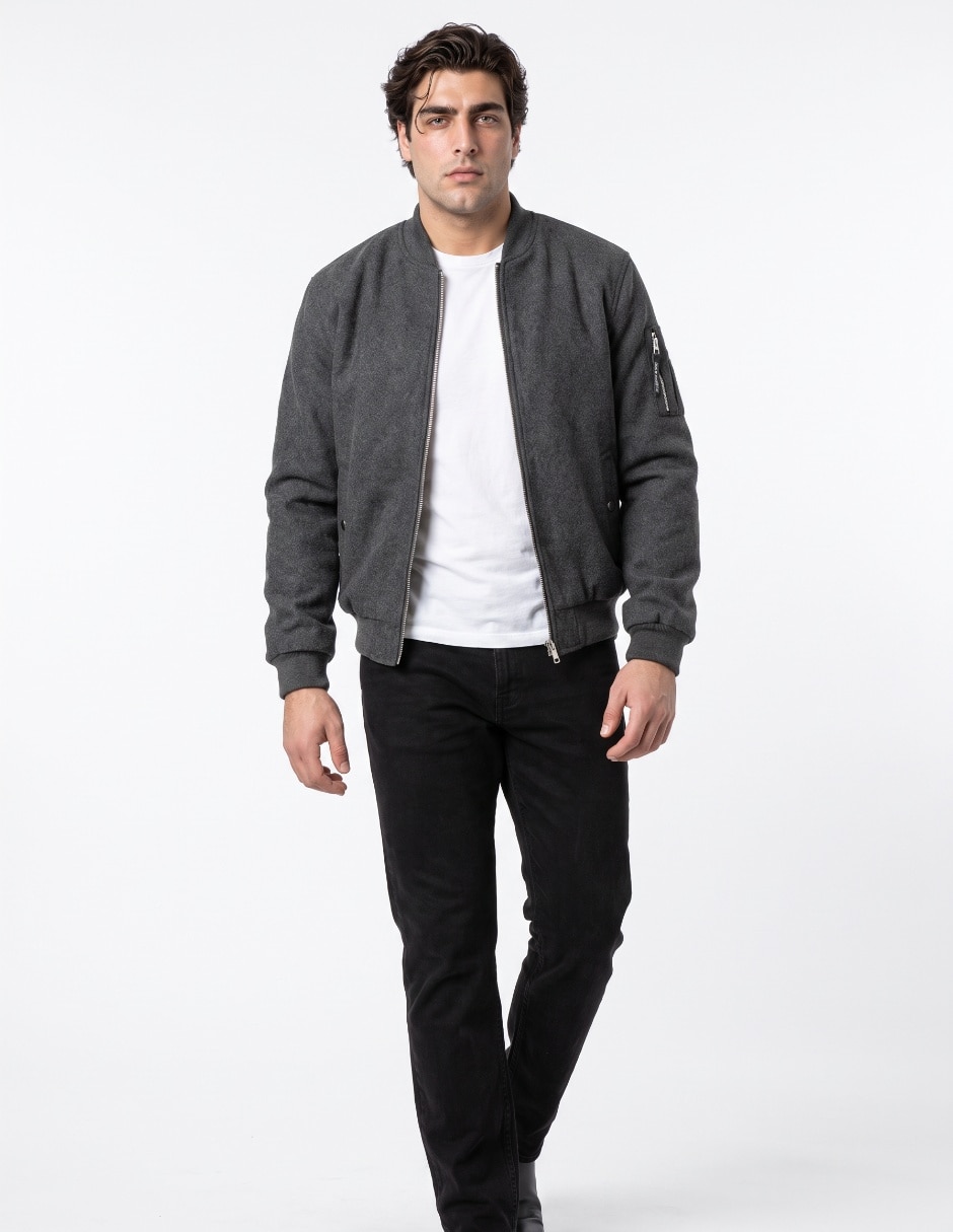 Chamarra bomber impermeable con bolsilos para hombre Chamarra bomber impermeable con bolsilos para hombre