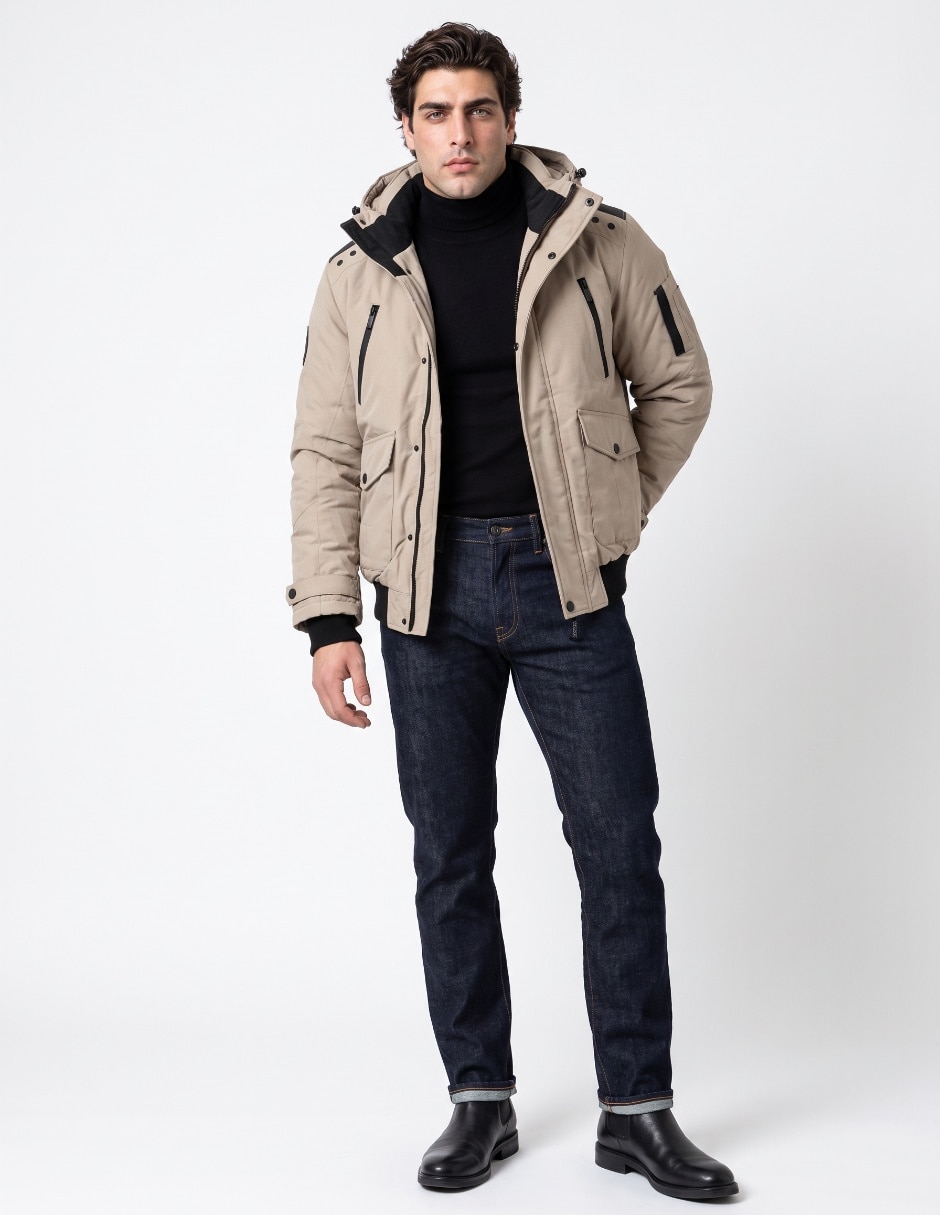 Chamarra capitonada con bolsillos para hombre Chamarra capitonada con bolsillos para hombre