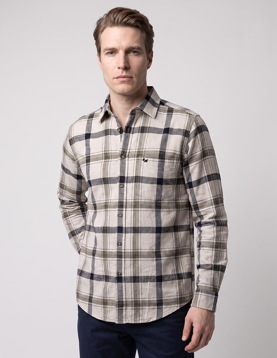 Camisa casual de algodón manga larga para hombre Camisa casual de algodón manga larga para hombre