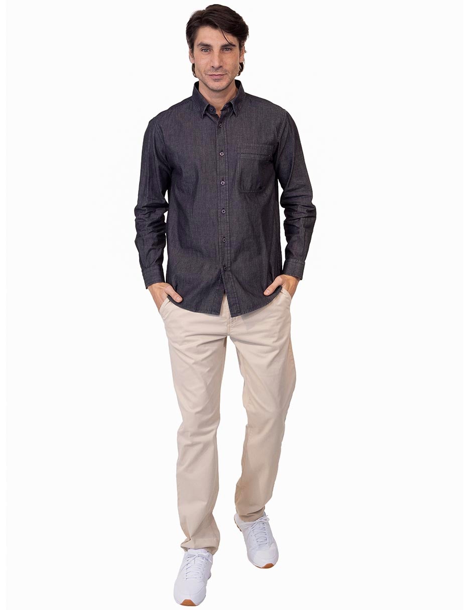 Camisa casual de algodón manga larga para hombre 2
