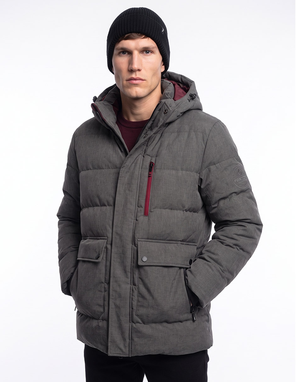 Chamarra acolchada impermeable capucha desmontable para hombre