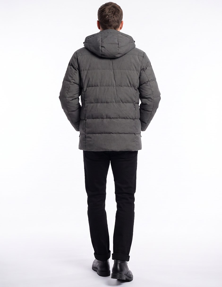 Chamarra acolchada impermeable capucha desmontable para hombre