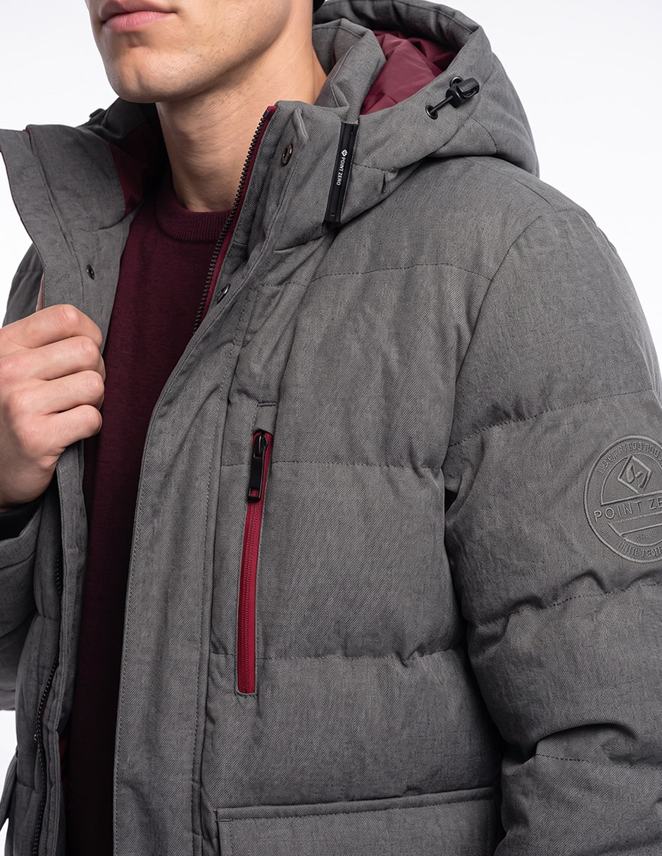 Chamarra acolchada impermeable capucha desmontable para hombre