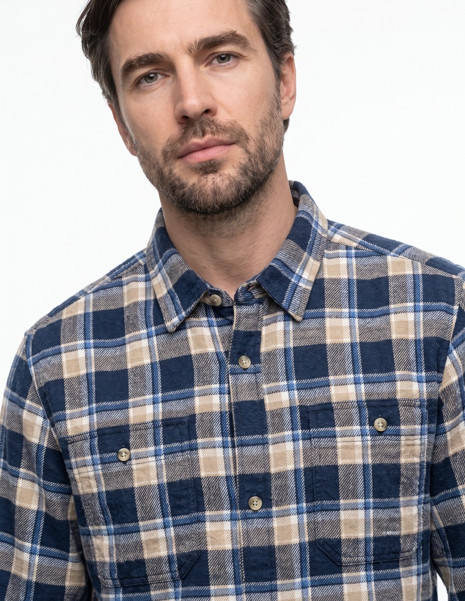 Camisa casual de algodón manga larga para hombre 4