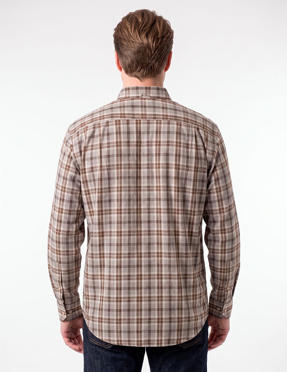 Camisa casual de algodón manga larga para hombre