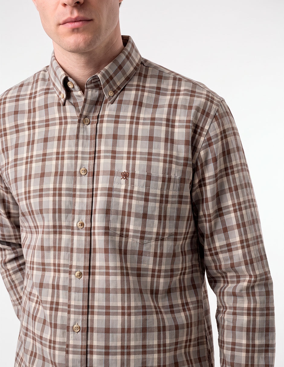Camisa casual de algodón manga larga para hombre