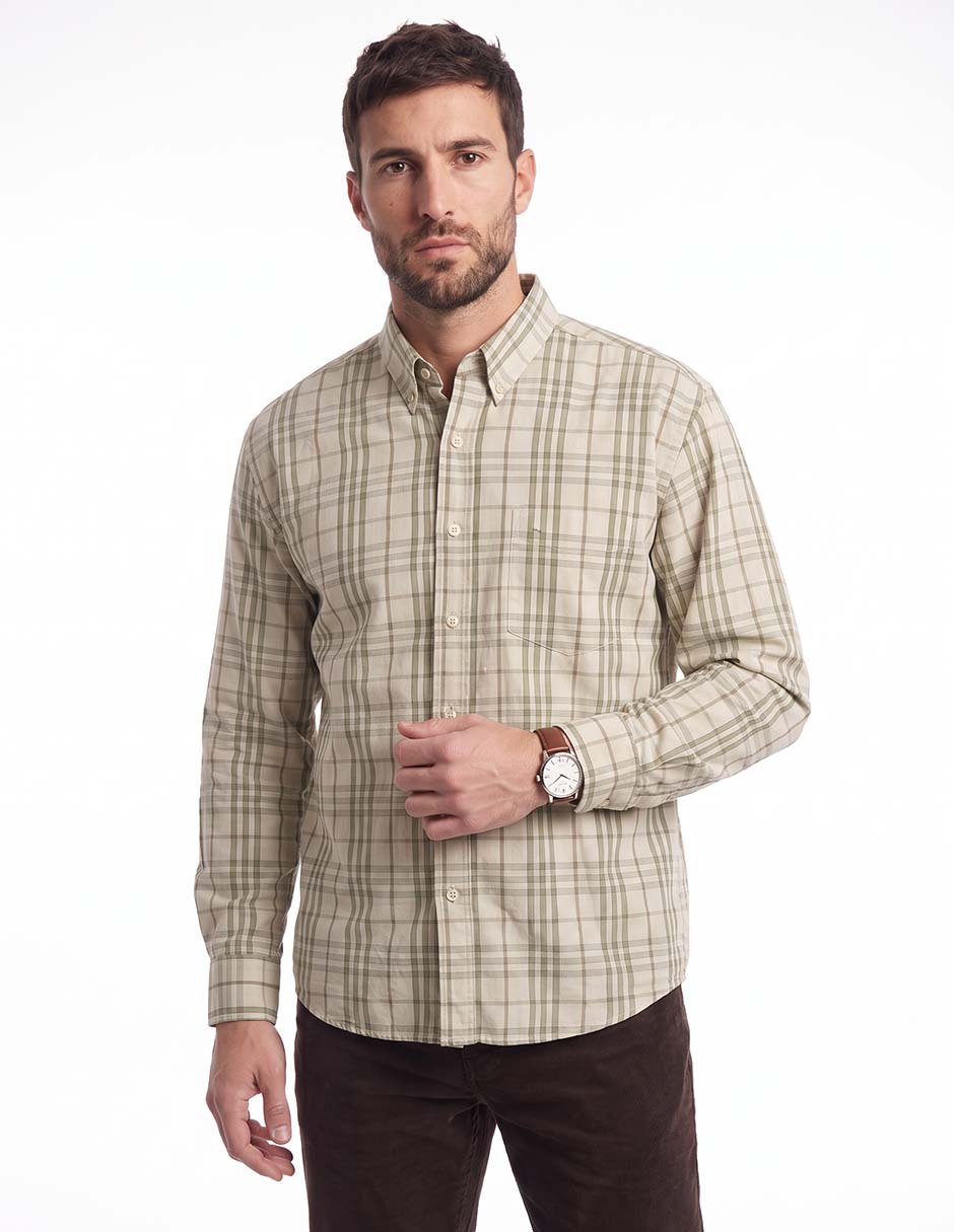 Camisa casual de algodón manga larga para hombre Camisa casual de algodón manga larga para hombre