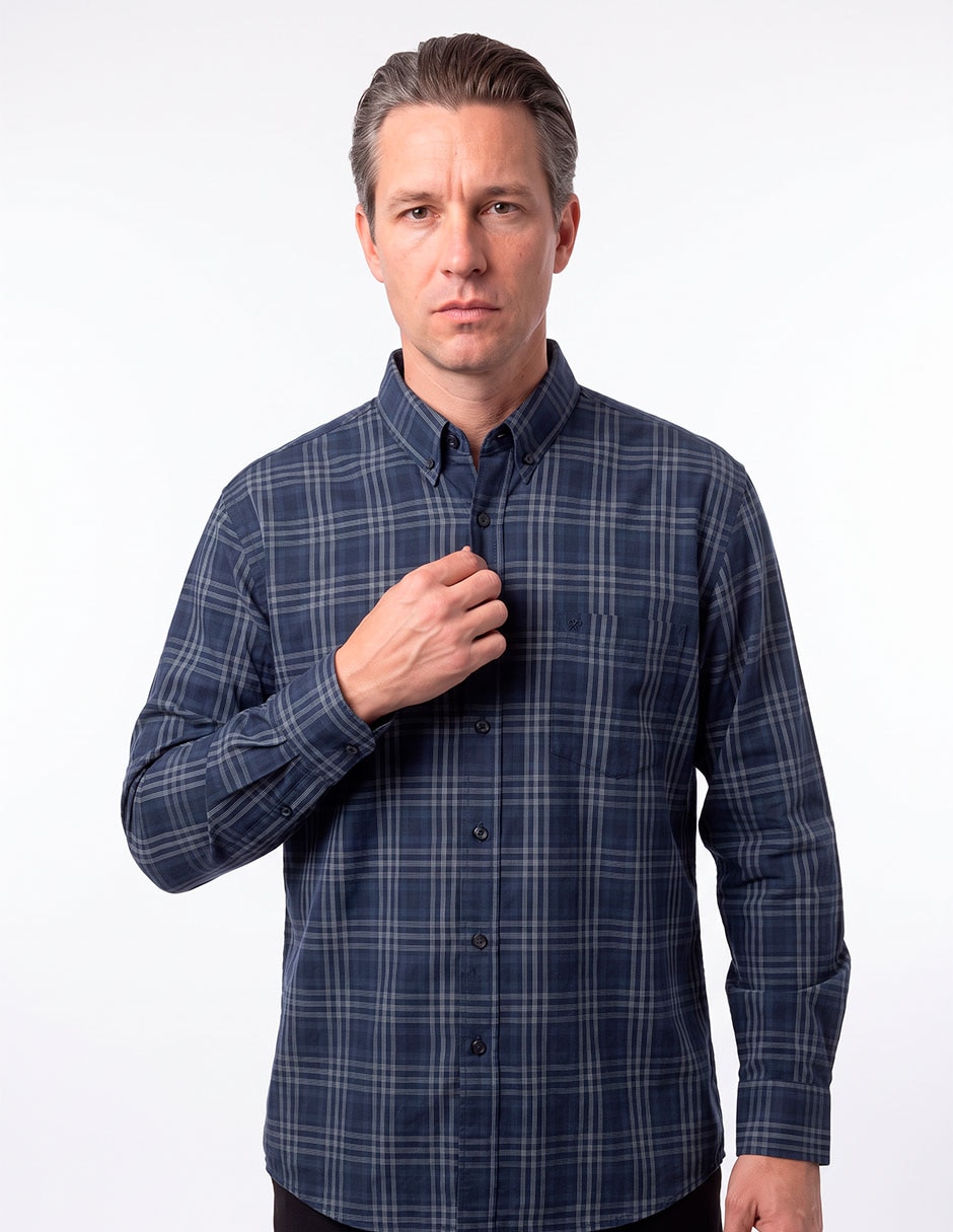 Camisa casual de algodón manga larga para hombre Camisa casual de algodón manga larga para hombre