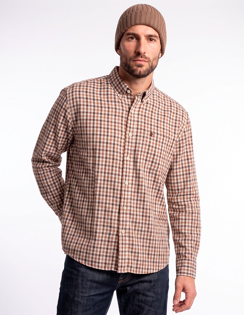 Camisa casual Vavalatti de algodón maga larga para hombre