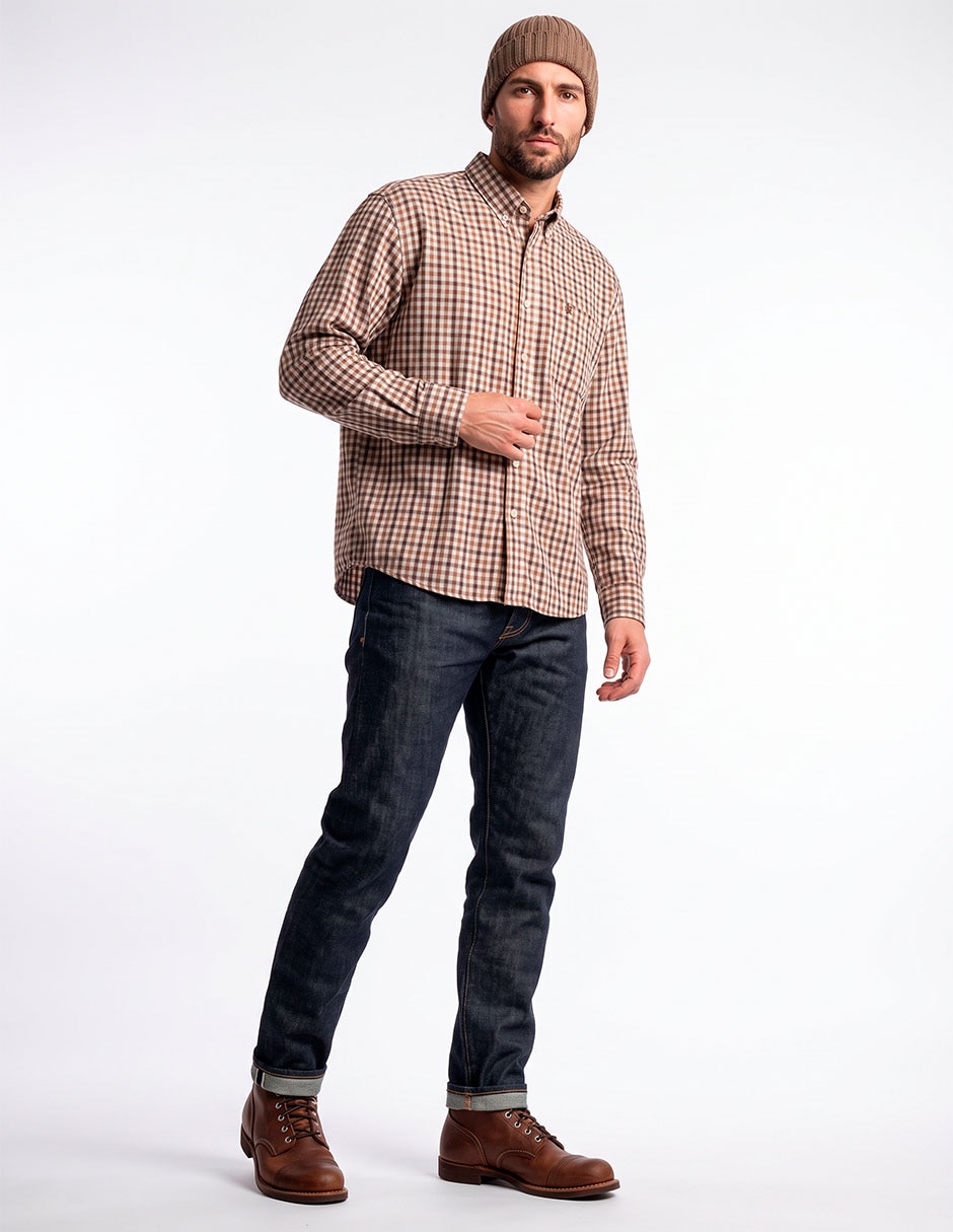 Camisa casual Vavalatti de algodón maga larga para hombre