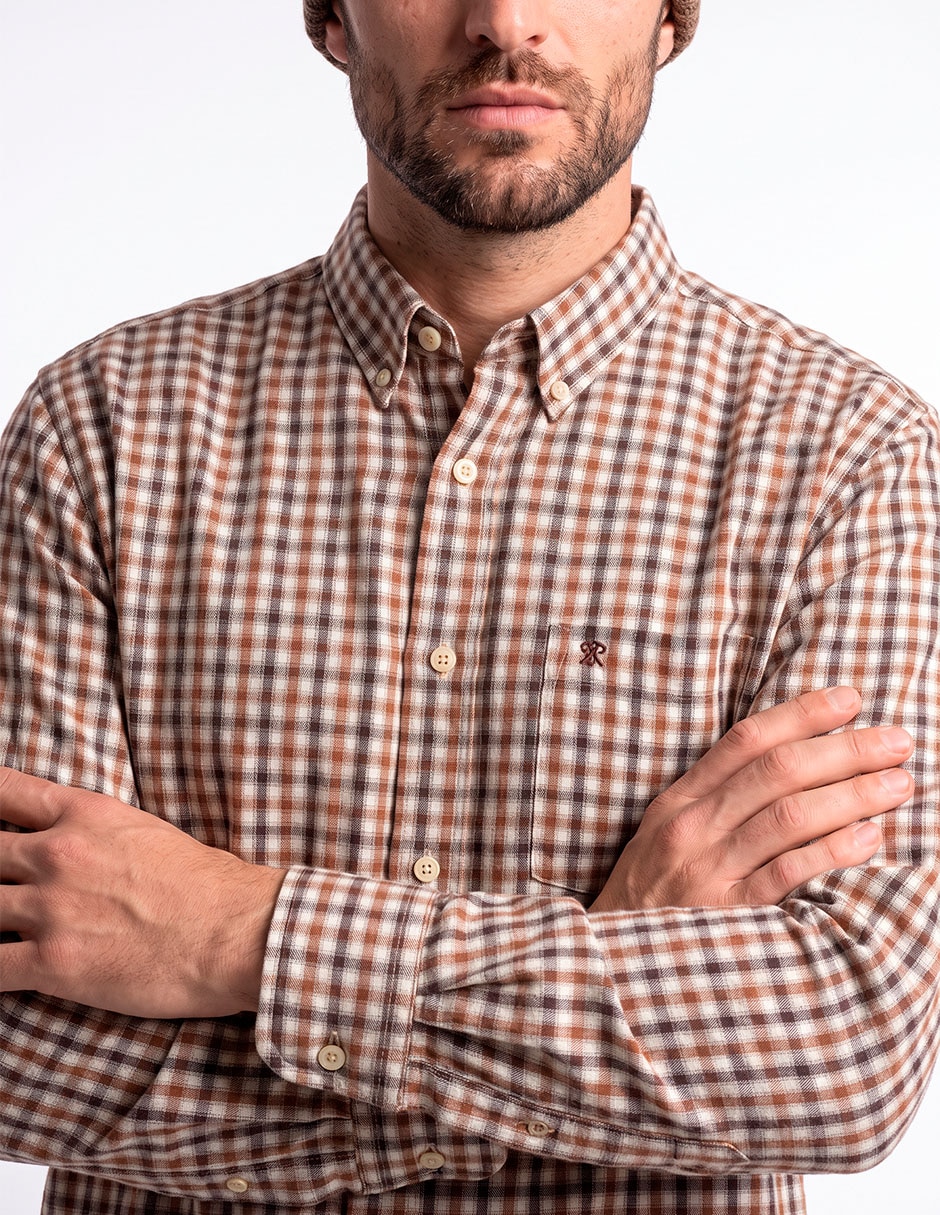 Camisa casual Vavalatti de algodón maga larga para hombre