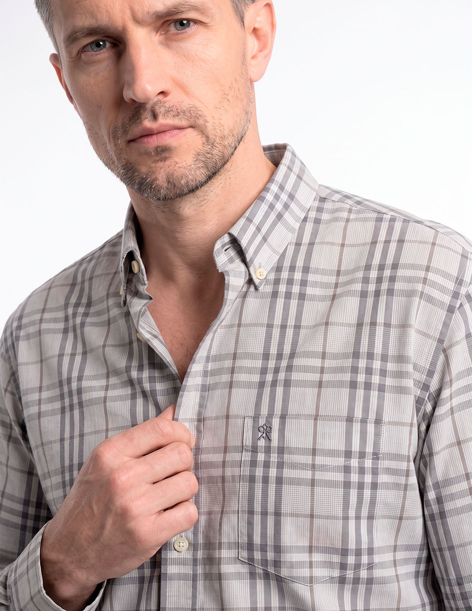 Camisa casual de algodón manga larga para hombre 4