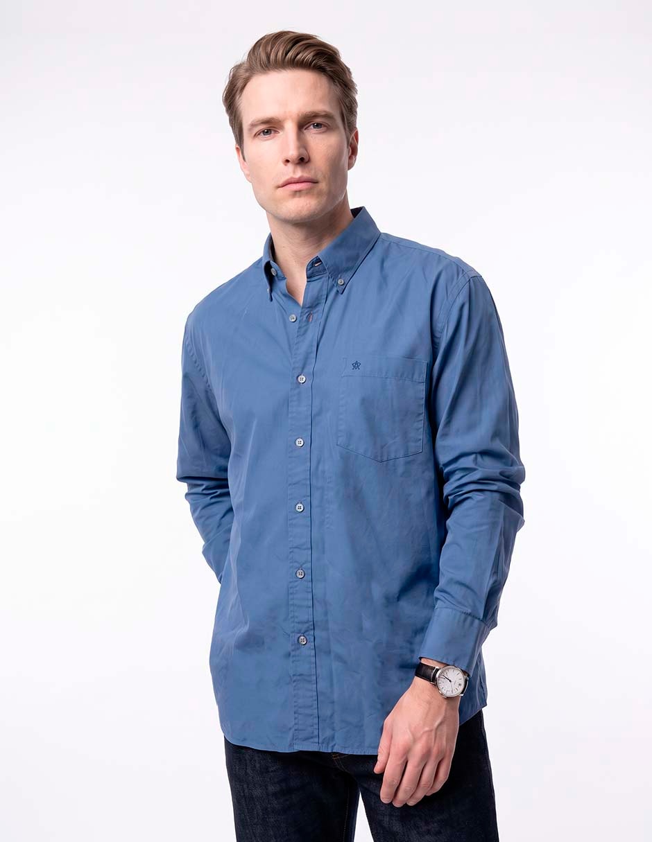 Camisa casual de algodón manga larga para hombre