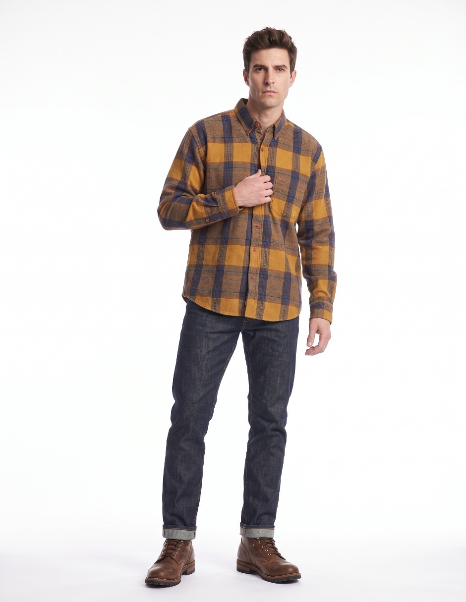 Camisa casual manga larga para hombre 3