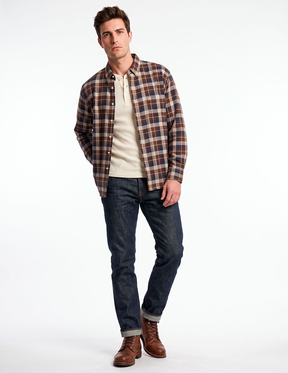 Camisa casual de algodón manga larga para hombre 3