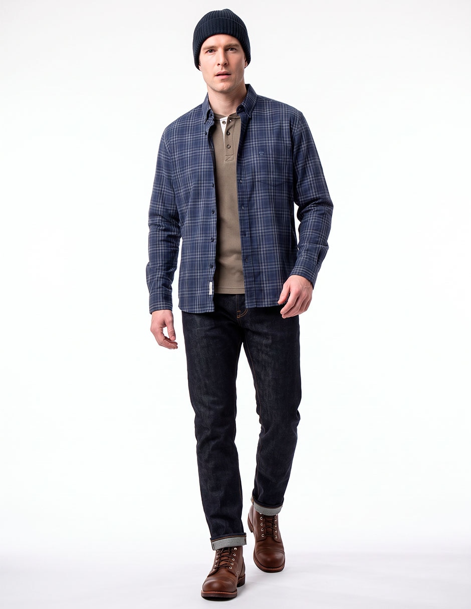Camisa casual de algodón manga larga para hombre 3