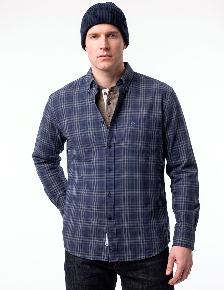Camisa casual de algodón manga larga para hombre 4