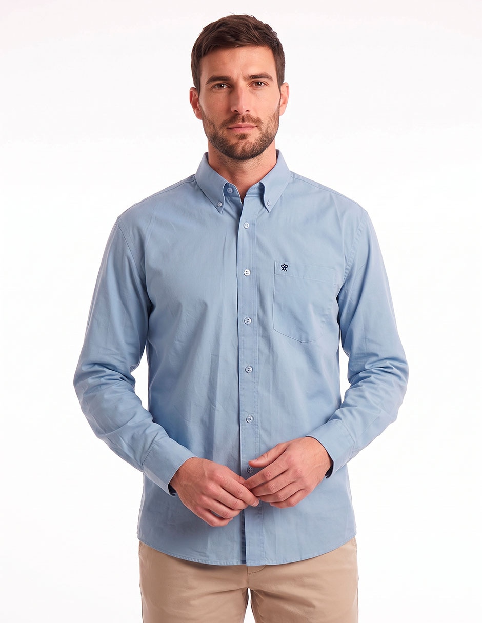 Camisa casual de algodón manga larga para hombre