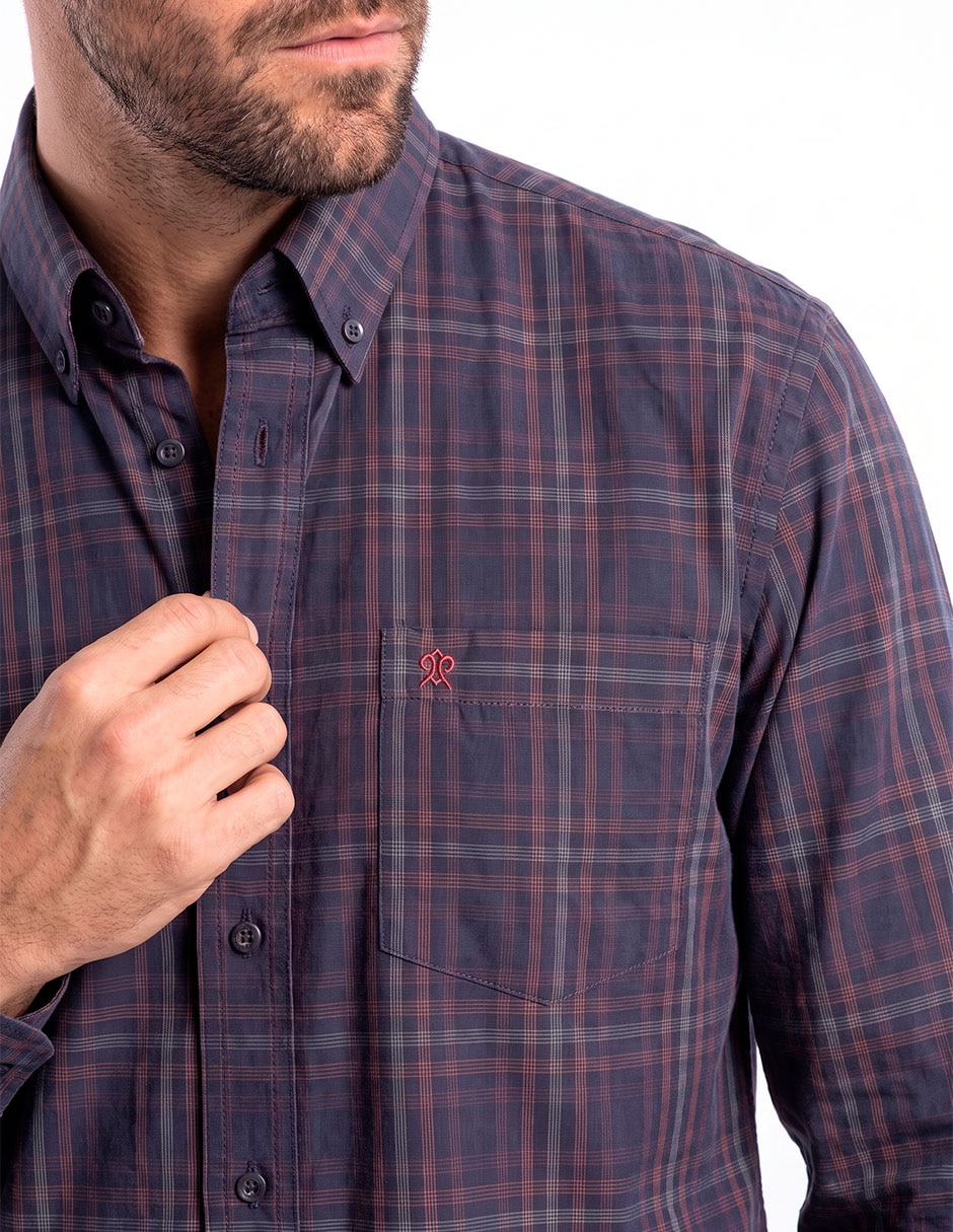 Camisa casual de algodón manga larga para hombre