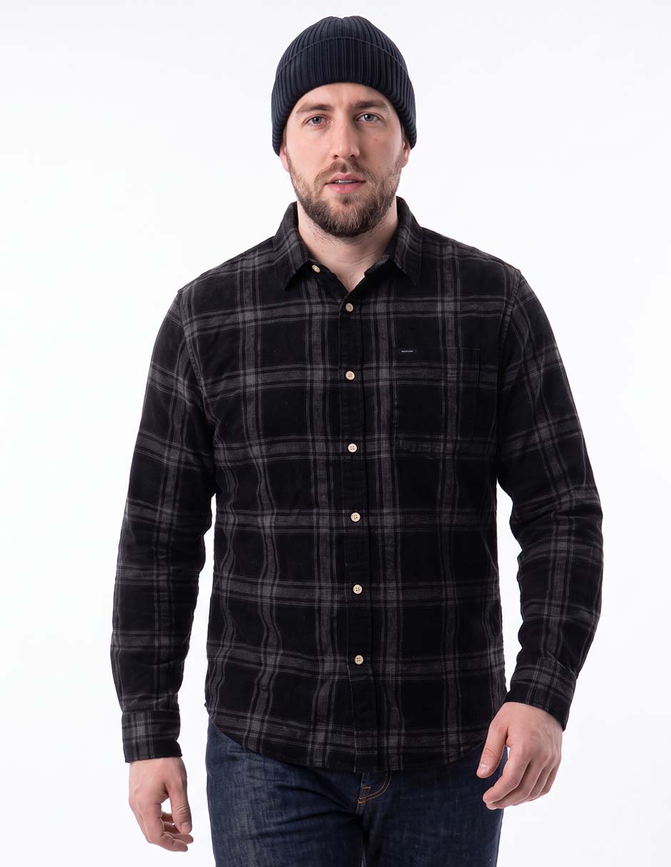 Camisa casual de pana manga larga para hombre