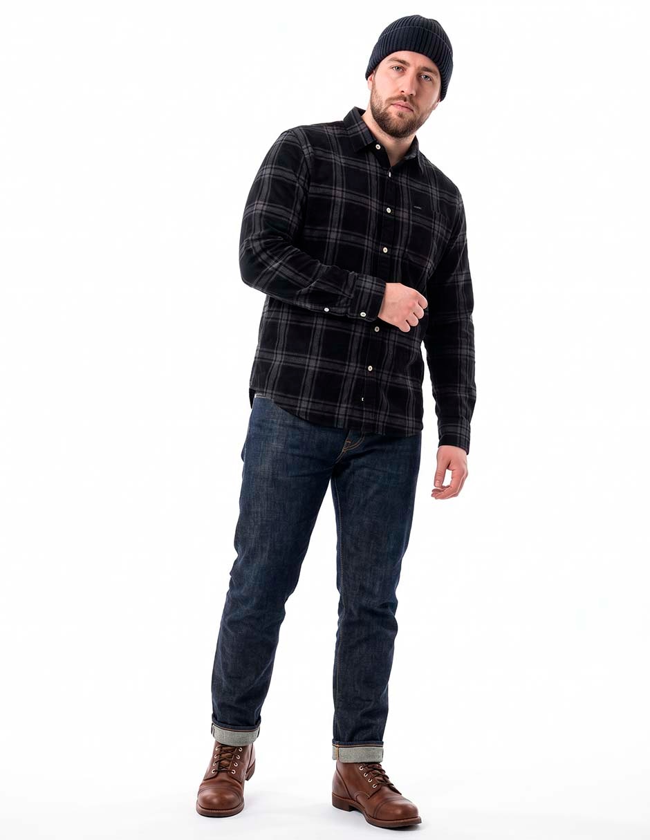 Camisa casual de pana manga larga para hombre 4