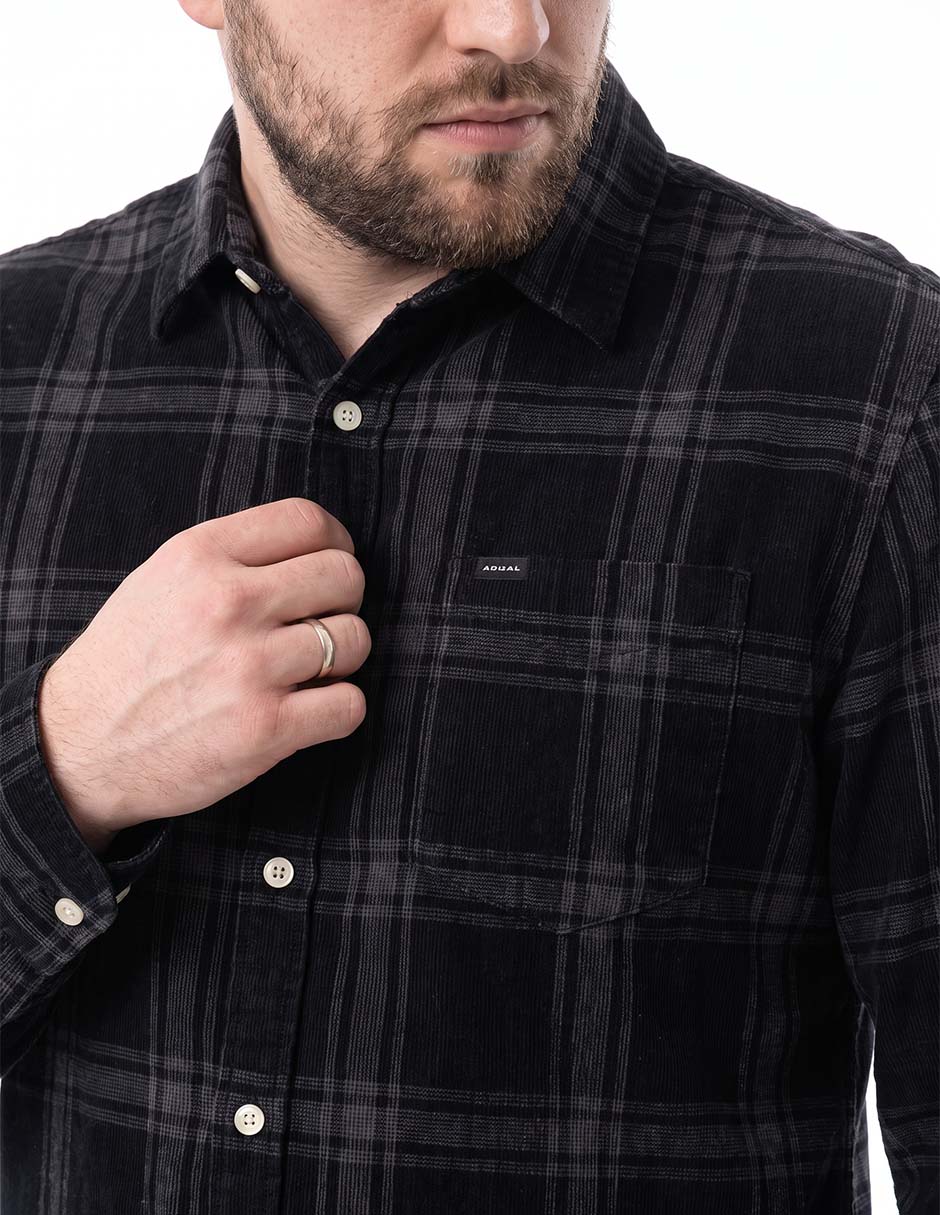 Camisa casual de pana manga larga para hombre 2