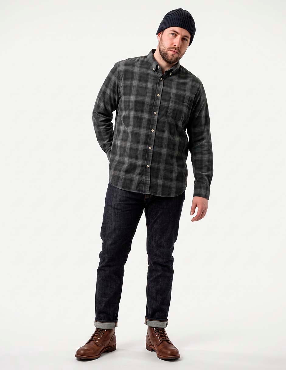 Camisa casual de pana manga larga para hombre Camisa casual de pana manga larga para hombre