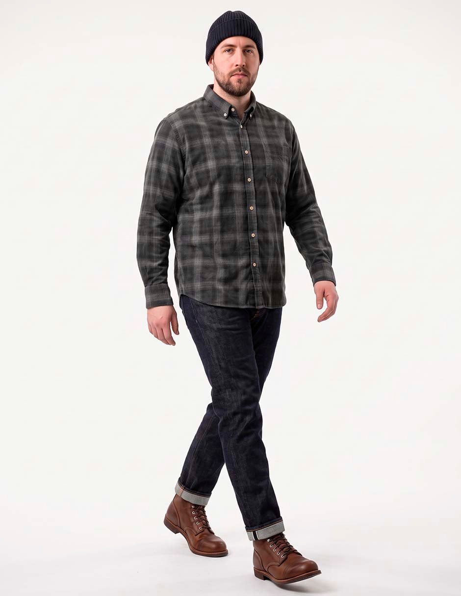 Camisa casual de pana manga larga para hombre 3