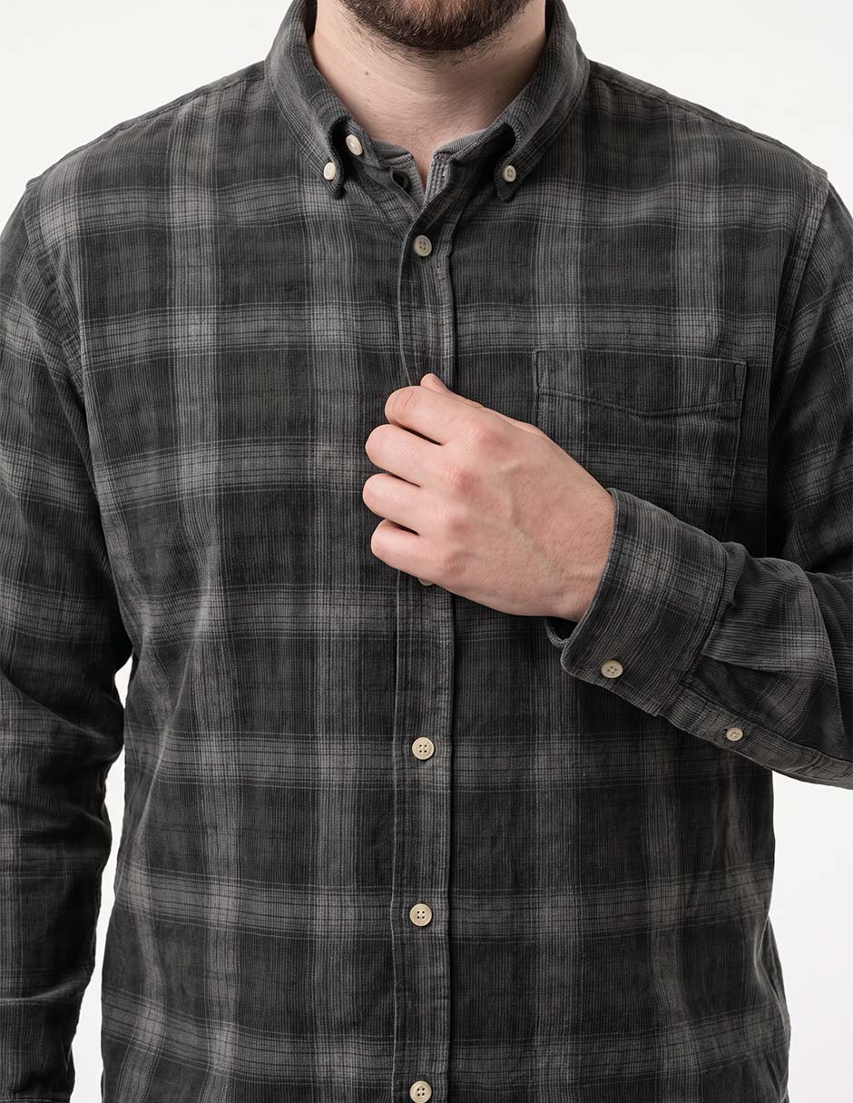 Camisa casual de pana manga larga para hombre 4