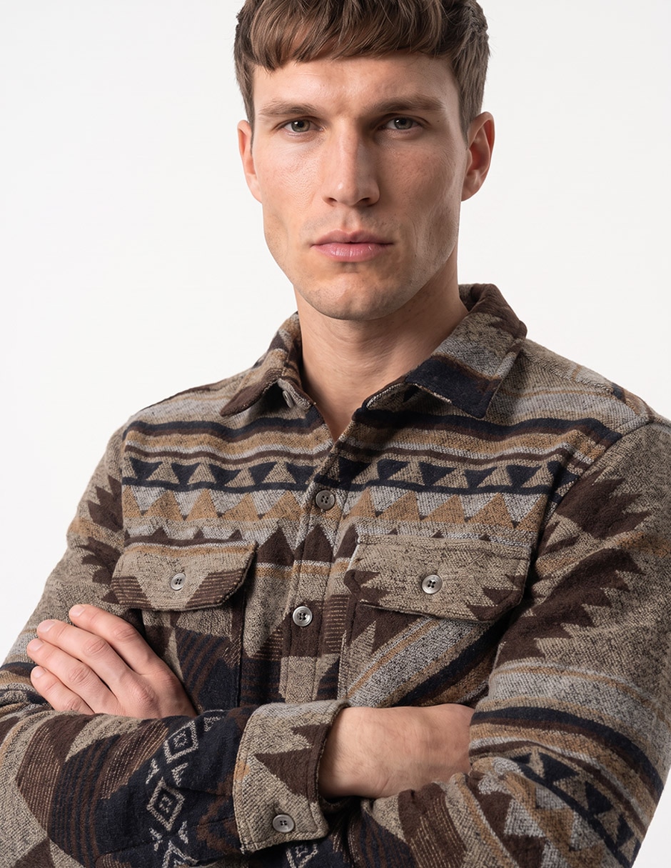 Camisa casual manga larga para hombre