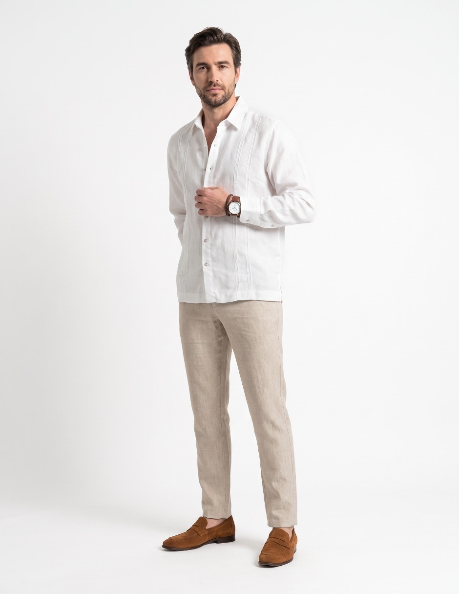 Guayabera manga larga para hombre 3