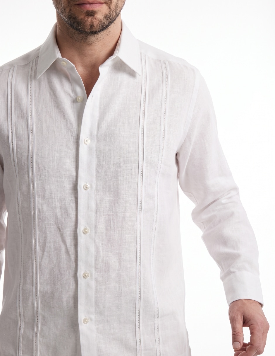 Guayabera manga larga para hombre 4