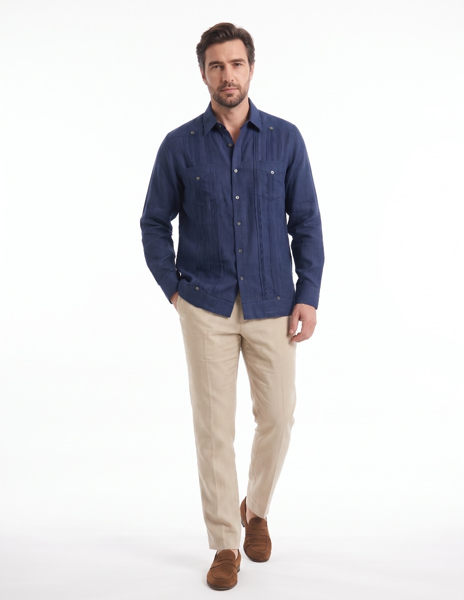Guayabera manga larga para hombre 3