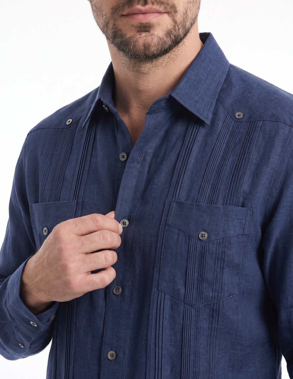 Guayabera manga larga para hombre 4