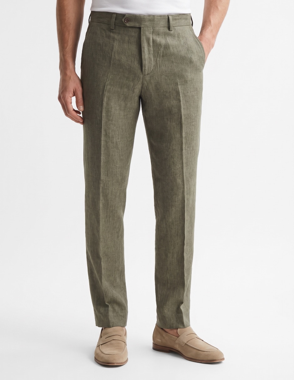 Pantalón de vestir chino slim de lino para hombre Pantalón de vestir chino slim de lino para hombre