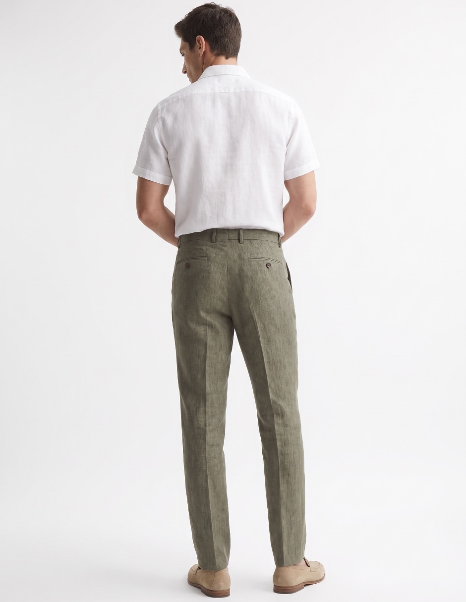 Pantalón de vestir chino slim de lino para hombre 2