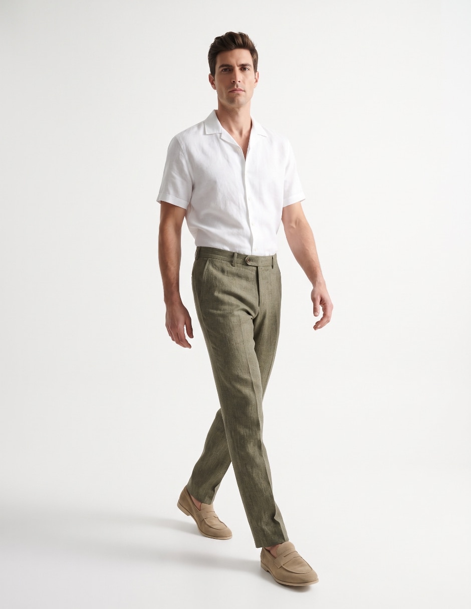 Pantalón de vestir chino slim de lino para hombre 3