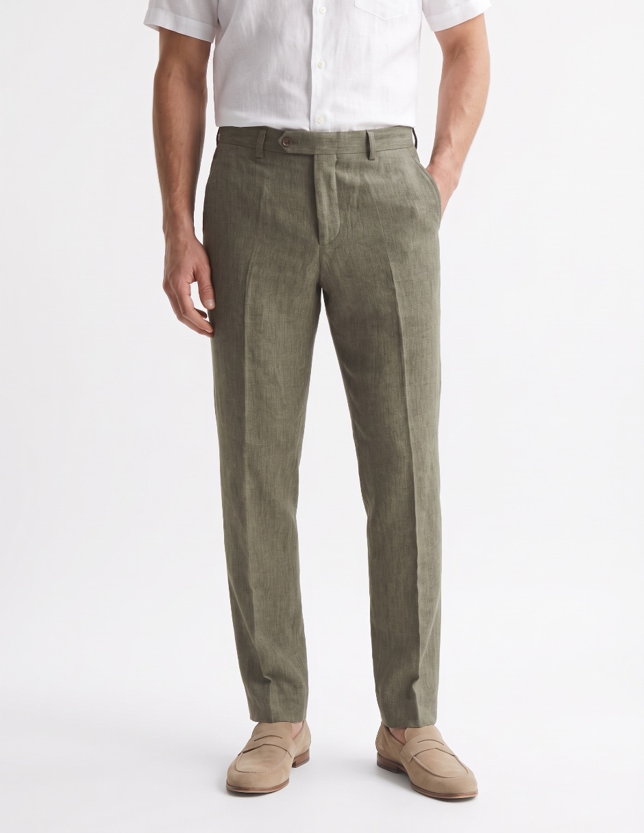 Pantalón de vestir chino slim de lino para hombre 4