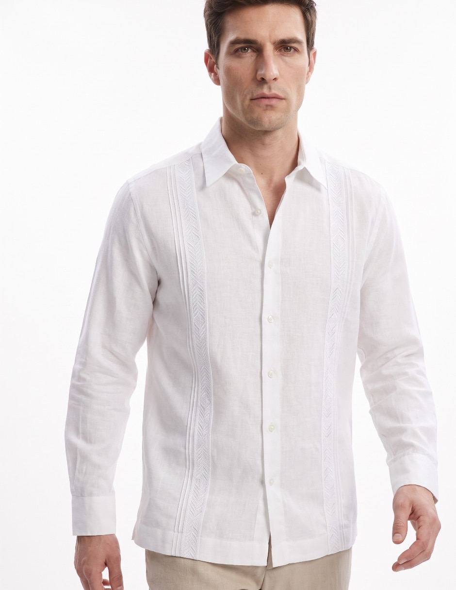 Guayabera manga larga para hombre 4