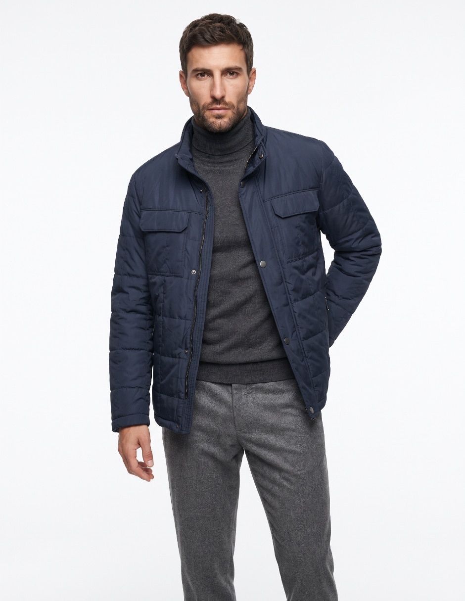 Chamarra casual con bolsillos para hombre