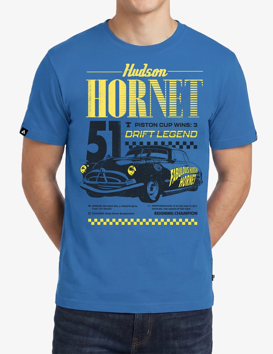 Playera Cars Azul Rey Disney Pixar Original Hornet cuello redondo para hombre 2