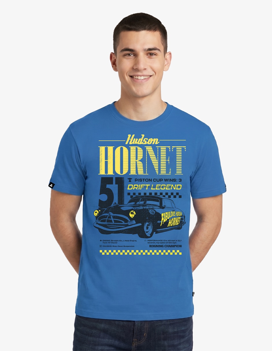 Playera Cars Azul Rey Disney Pixar Original Hornet cuello redondo para hombre