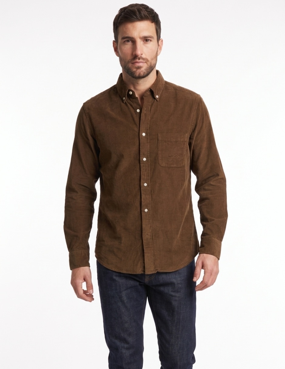 Camisa casual de algodón manga larga para hombre