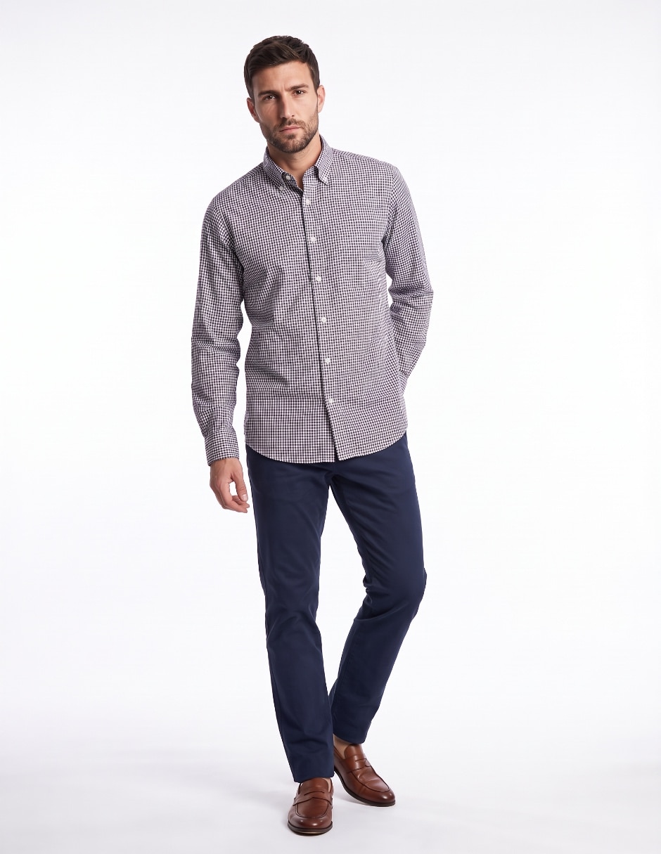 Camisa casual polo sur de algodón manga larga para hombre 3
