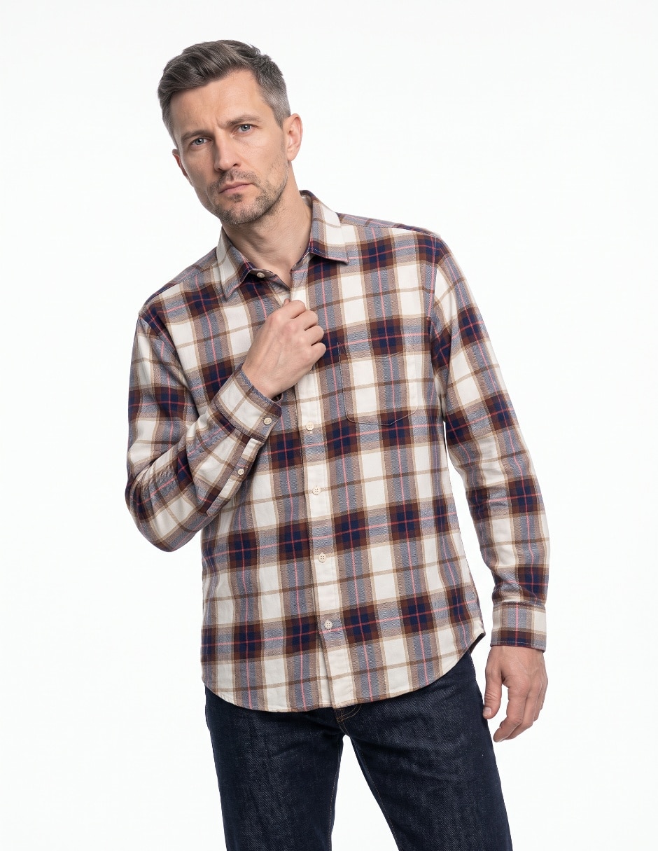 Camisa casual de algodón manga larga para hombre Camisa casual de algodón manga larga para hombre