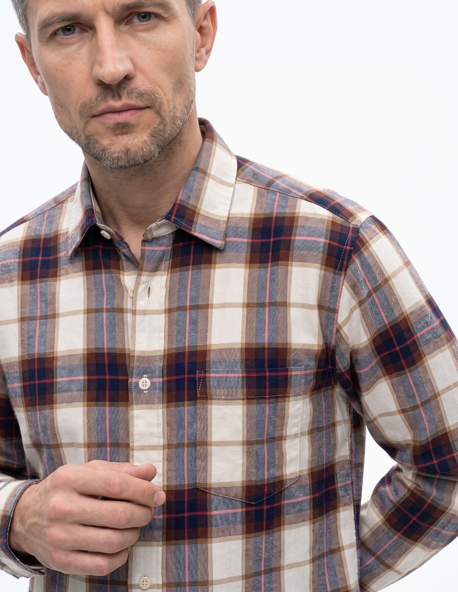 Camisa casual de algodón manga larga para hombre 4