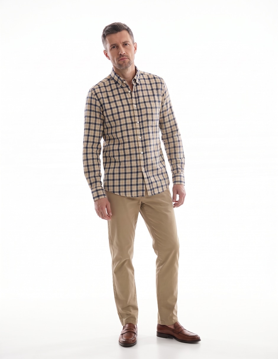 Camisa casual manga larga para hombre