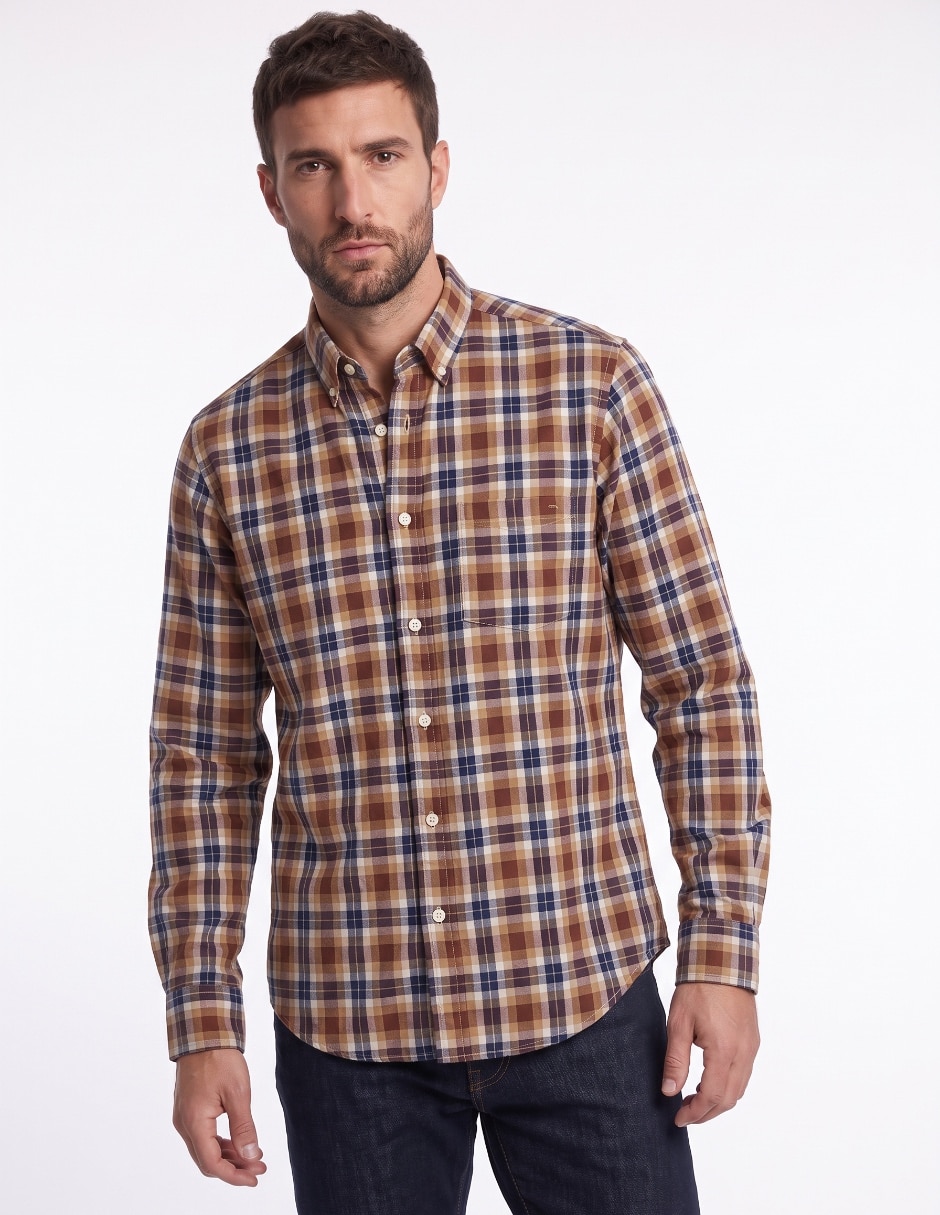 Camisa casual polo sur de algodón manga larga para hombre Camisa casual polo sur de algodón manga larga para hombre