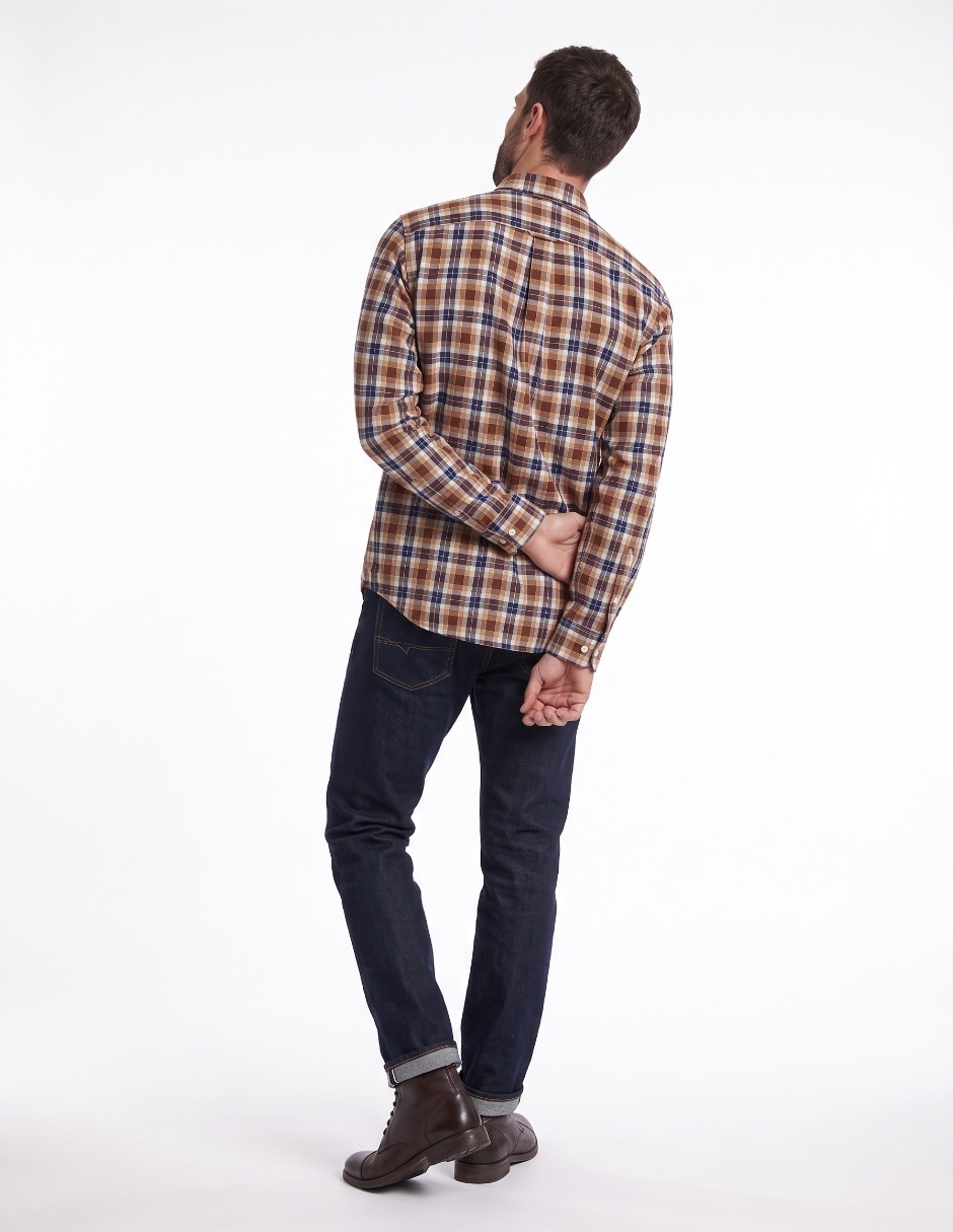 Camisa casual polo sur de algodón manga larga para hombre 2