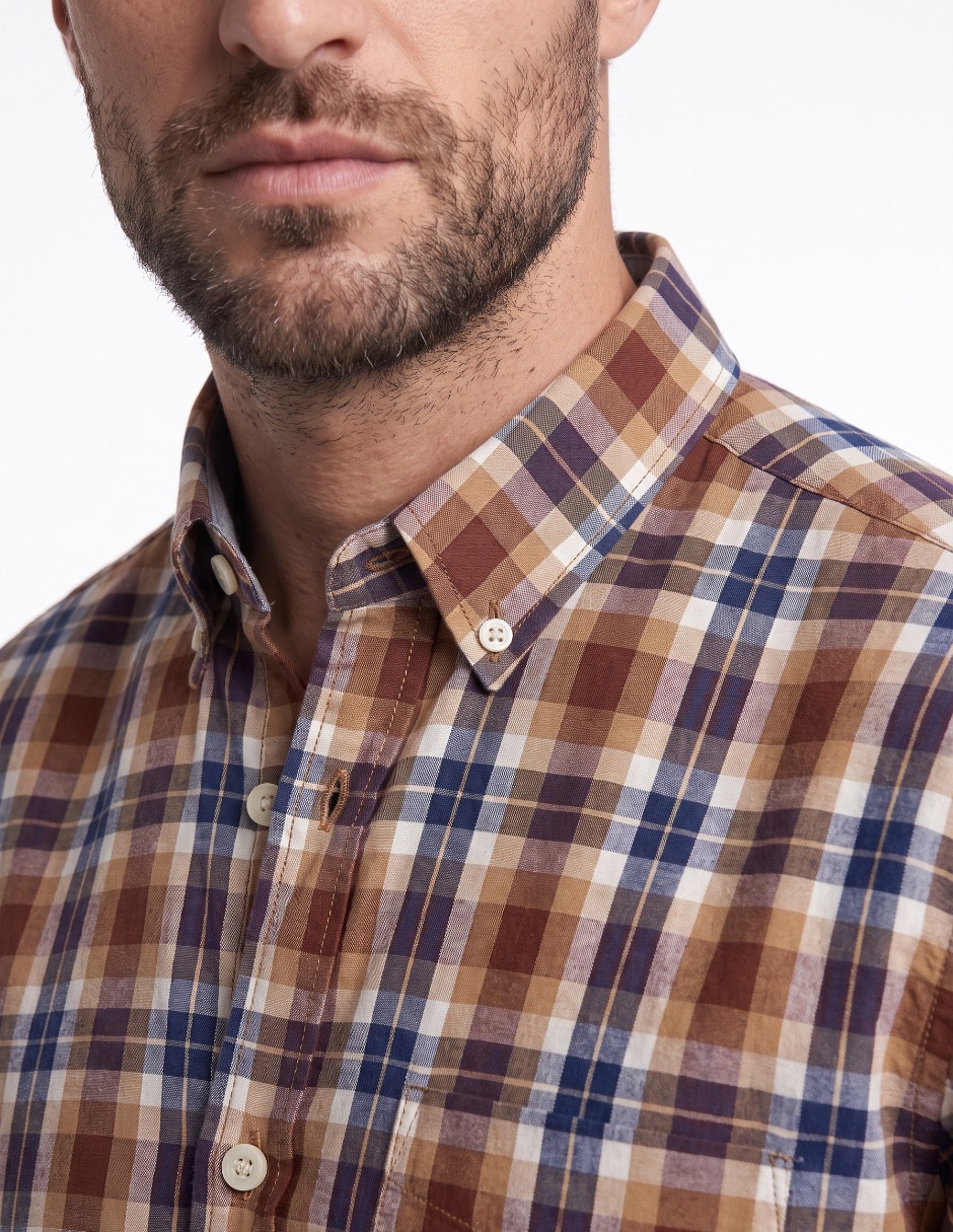 Camisa casual polo sur de algodón manga larga para hombre 4